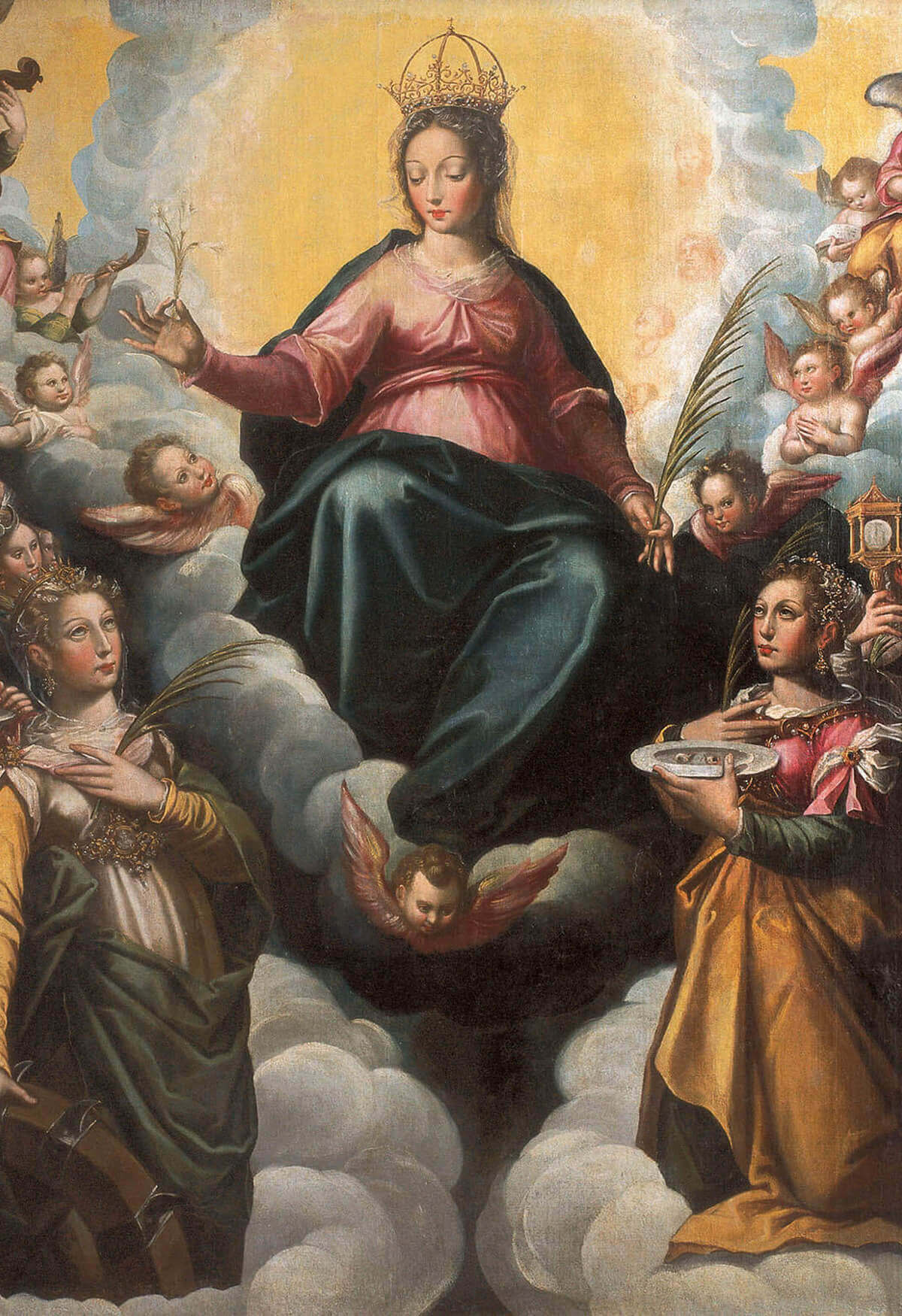 Pintura Virgem em glória rodeada pelas Santas Virgens (pormenor)